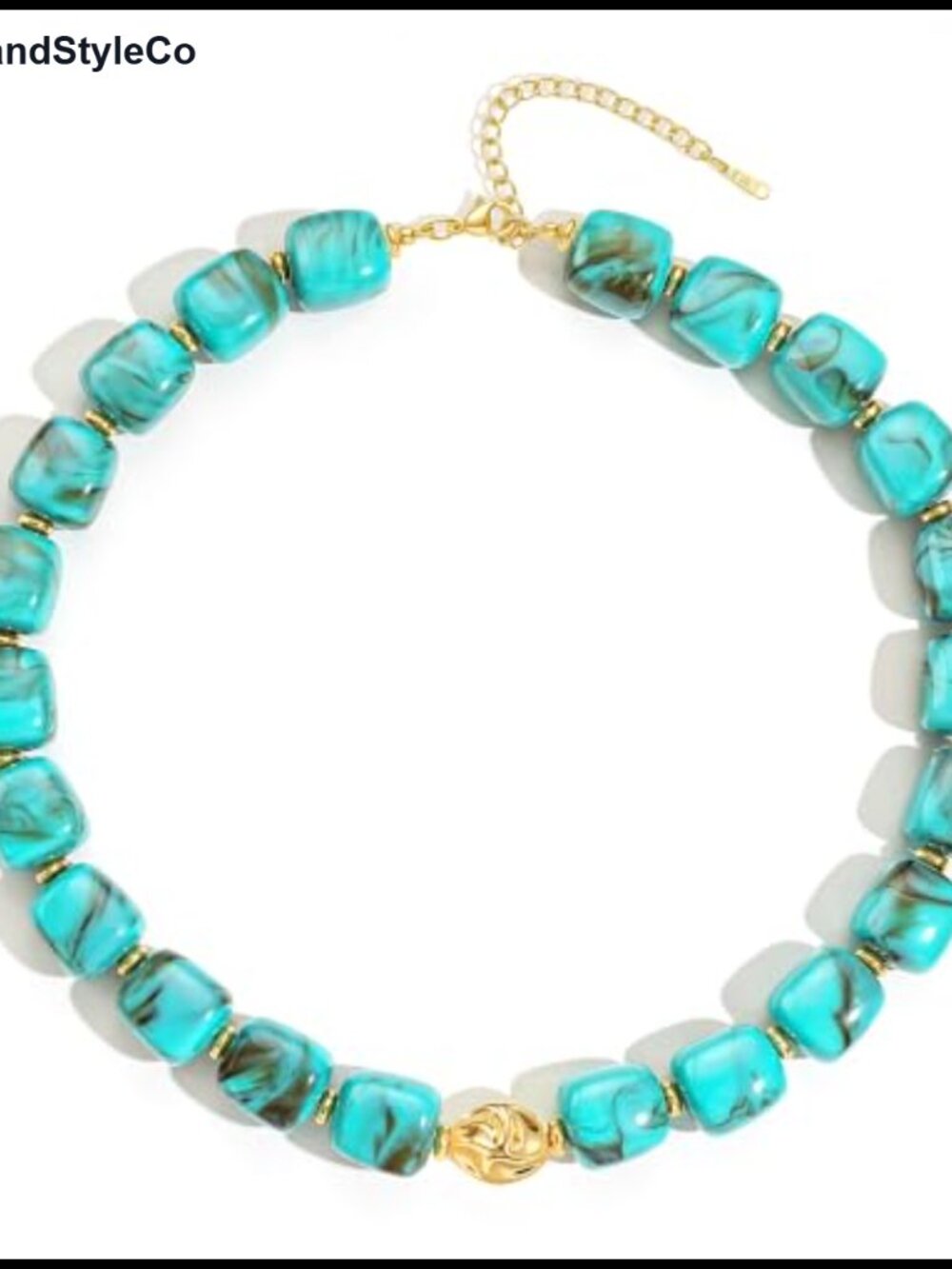 Chunky Beaded Necklace Acrylic Gold Plated Brass Statement